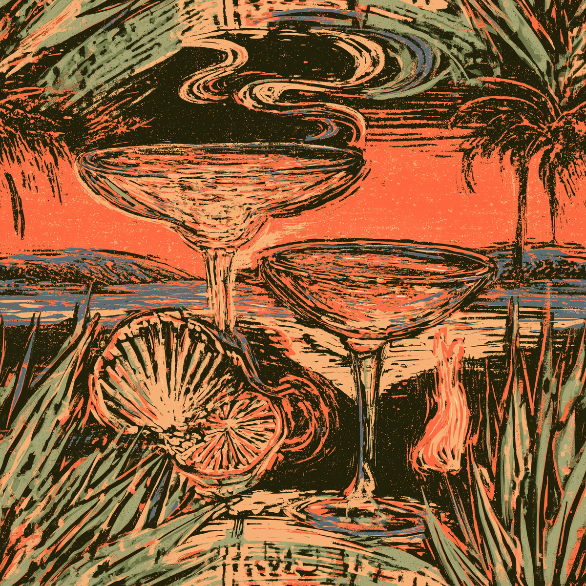 Close-up of the After Service bartender-series print